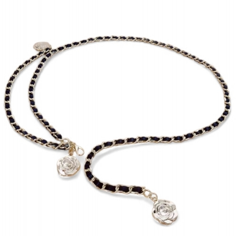 New! Camellia Flower Gold Chain Belt - 41" Adjustable | NWOT - Picture 2 of 7